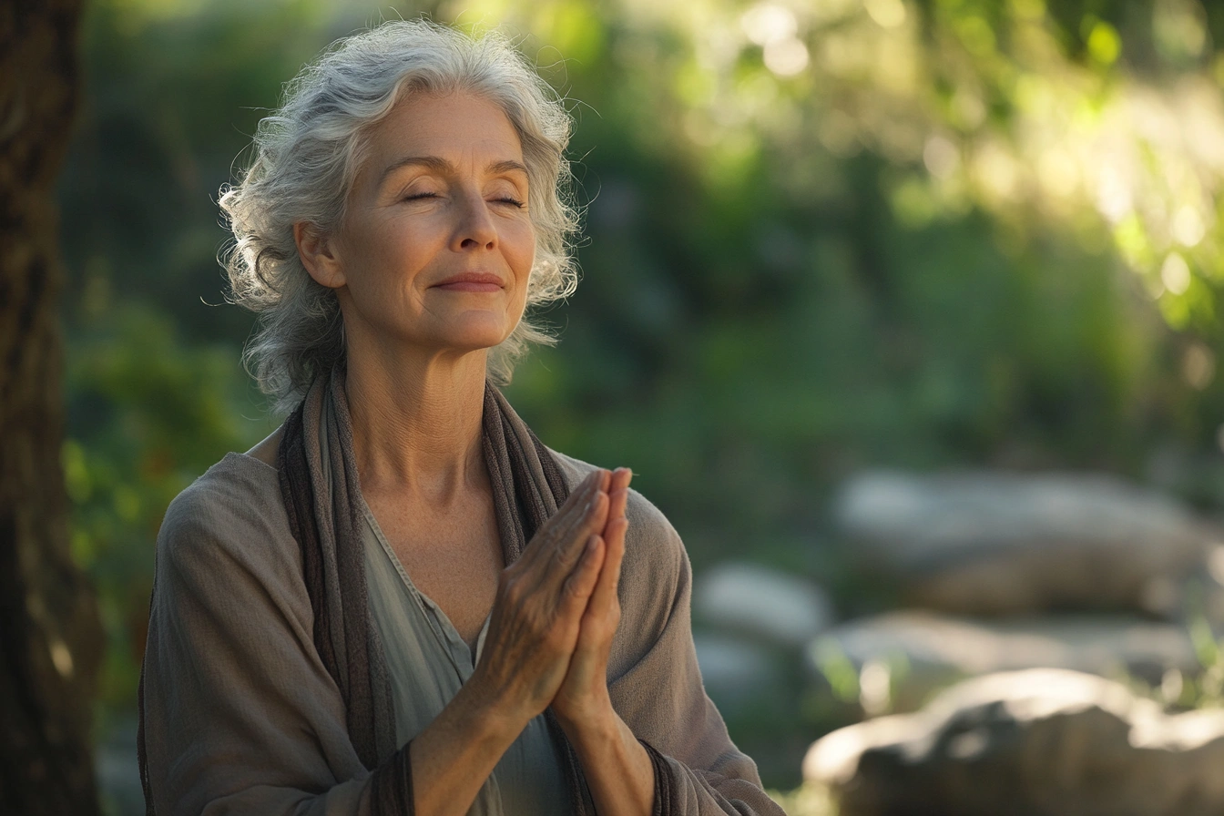 Літній чоловік в медитативній позі